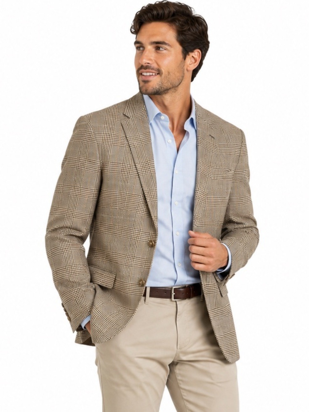 Orvis Brown Mens Blazer Suit Jacket Size 44R Tweed Silk Linen Wool Two Button